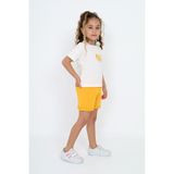 Toontoy Kız Çocuk Baskılı Şortlu Takım - 4 Yaş - Ekru