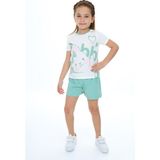 Toontoy Kız Çocuk Baskılı Şortlu Takım - 5 Yaş - Yeşil