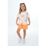 Toontoy Kız Çocuk Baskılı Şortlu Takım Oranj 2 YAŞ