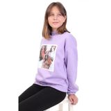 TOONTOY Kız Çocuk Baskılı Sweatshirt, 12-13 Yaş, 22554, Lila, kız-çocuk