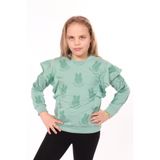TOONTOY Kız Çocuk Baskılı Sweatshirt, 6 Yaş, 22439, Yeşil, kız-çocuk