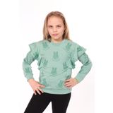 Toontoy Kız Çocuk Baskılı Sweatshirt - 6 Yaş - Yeşil