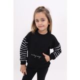 Toontoy Kız Çocuk Baskılı Sweatshirt Siyah 4 YAŞ