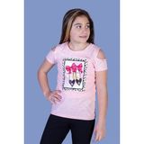 Toontoy Kız Çocuk Baskılı T-Shirt - 10 Yaş - Pembe