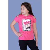 Toontoy Kız Çocuk Baskılı T-Shirt - 12 Yaş - Fuşya
