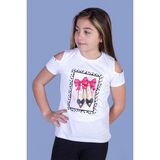 Toontoy Kız Çocuk Baskılı T-Shirt - 8 Yaş - Beyaz