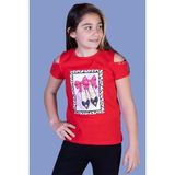Toontoy Kız Çocuk Baskılı T-Shirt - 8 Yaş - Kırmızı