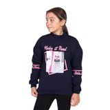 Toontoy Kız Çocuk Baskılı Taş İşlemeli Balıkçı Yaka Sweatshirt Lacivert 10-11 YAŞ