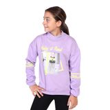 Toontoy Kız Çocuk Baskılı Taş İşlemeli Balıkçı Yaka Sweatshirt Lila 10-11 YAŞ