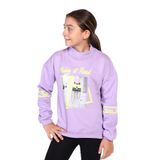 TOONTOY Kız Çocuk Baskılı Taş İşlemeli Balıkçı Yaka Sweatshirt, Lila, 6-8 Yaş
