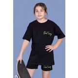 Toontoy Kız Çocuk Baskılı Taş İşlemeli Şortlu Takım