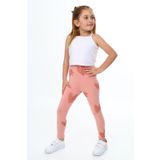 Toontoy Kız Çocuk Baskılı Tayt Koyu Pudra 3 YAŞ
