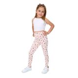 Toontoy Kız Çocuk Baskılı Tayt Pudra 4 YAŞ