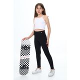 Toontoy Kız Çocuk Baskılı Tayt Siyah 13-14 YAŞ