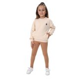Toontoy Kız Çocuk Baskılı Taytlı Takım Bej 3 YAŞ