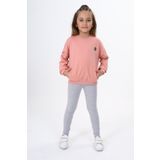 Toontoy Kız Çocuk Baskılı Taytlı Takım Koyu Pudra 2 YAŞ