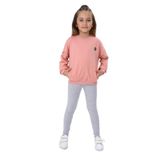 Toontoy Kız Çocuk Baskılı Taytlı Takım Koyu Pudra 5 YAŞ