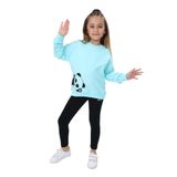 Toontoy Kız Çocuk Baskılı Taytlı Takım Su Yeşili 2 YAŞ