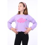 TOONTOY Kız Çocuk Baskılı Tişört 10-11 Yaş, 10-11 Yaş, 22514, Lila, Kız çocuk