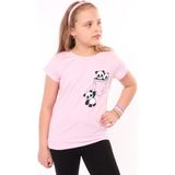 Toontoy Kız Çocuk Baskılı Tişört - 10 - 11 Yaş - Açık Pembe
