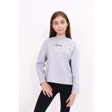 Toontoy Kız Çocuk Baskılı Tişört - 12 - 13 Yaş - Gri Melanj