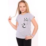 Toontoy Kız Çocuk Baskılı Tişört - 6 - 7 Yaş - Gri Melanj
