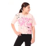 Toontoy Kız Çocuk Baskılı Tişört - 6 - 7 Yaş - Pudra