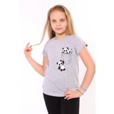Toontoy Kız Çocuk Baskılı Tişört - 8 - 9 Yaş - Gri Melanj