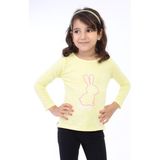 Toontoy Kız Çocuk Baskılı Tişört Açık Sarı 1 YAŞ