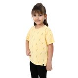 Toontoy Kız Çocuk Baskılı Tişört Açık Sarı 4 YAŞ