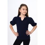 Toontoy Kız Çocuk Baskılı V Yaka Kısa Kollu Tişört - Lacivert - 10 - 11 Yaş
