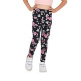 TOONTOY Kız Çocuk Baskılı Yüksek Bel Basic Tayt, 5 Yaş, 24822, Siyah, Kız çocuk