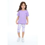 Toontoy Kız Çocuk Batik Desen Have Fun Yazı Baskılı Kaprili Takım Lila 4 YAŞ