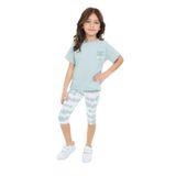 Toontoy Kız Çocuk Batik Desen Have Fun Yazı Baskılı Kaprili Takım Yeşil 5 YAŞ