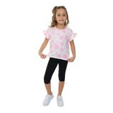 Toontoy Kız Çocuk Batik Desenli Armalı Kaprili Takım Pembe 4 YAŞ