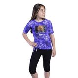 Toontoy Kız Çocuk Batik Desenli Baskılı Taytlı Takım Lacivert 4 YAŞ