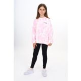Toontoy Kız Çocuk Batik Desenli Baskılı Taytlı Takım Pembe 8-9 YAŞ