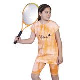 Toontoy Kız Çocuk Batik Desenli Baskılı Taytlı Takım Turuncu 12 YAŞ