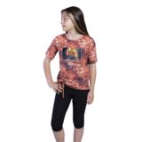 Toontoy Kız Çocuk Batik Desenli Baskılı Taytlı Takım Turuncu 6 YAŞ