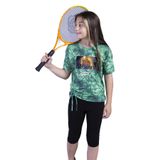 Toontoy Kız Çocuk Batik Desenli Baskılı Taytlı Takım Yeşil 4 YAŞ