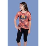 Toontoy Kız Çocuk Batik Desenli Baskılı Taytlı Takım
