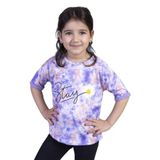 Toontoy Kız Çocuk Batik Desenli Baskılı Tişört Lila 3 YAŞ