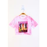 Toontoy Kız Çocuk Batik Desenli Fashıon Baskılı Crop Tişört