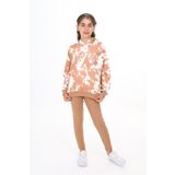 Toontoy Kız Çocuk Batik Desenli Taytlı Takım Kahverengi 13-14 YAŞ