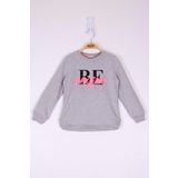 Toontoy Kız Çocuk Be Baskılı Sweatshirt - 3 Yaş - Gri Melanj