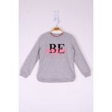 Toontoy Kız Çocuk Be Baskılı Sweatshirt - 4 Yaş - Gri Melanj