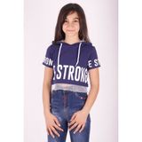 Toontoy Kız Çocuk Be Strong Baskılı Kapüşonlu T-Shirt - 12 Yaş - Lacivert