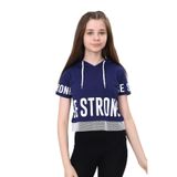 TOONTOY Kız Çocuk Be Strong Baskılı Kapüşonlu Tişört 10 Yaş, 10 Yaş, 10952-, Lacivert, Kız çocuk