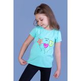 Toontoy Kız Çocuk Beautıful Today Baskılı Pul Işlemeli Tişört - 3 Yaş - Mint