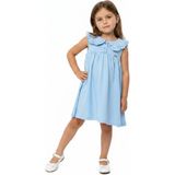 Toontoy Kız Çocuk Bebe Yakalı Düğmeli Elbise - 2 Yaş - Mavi